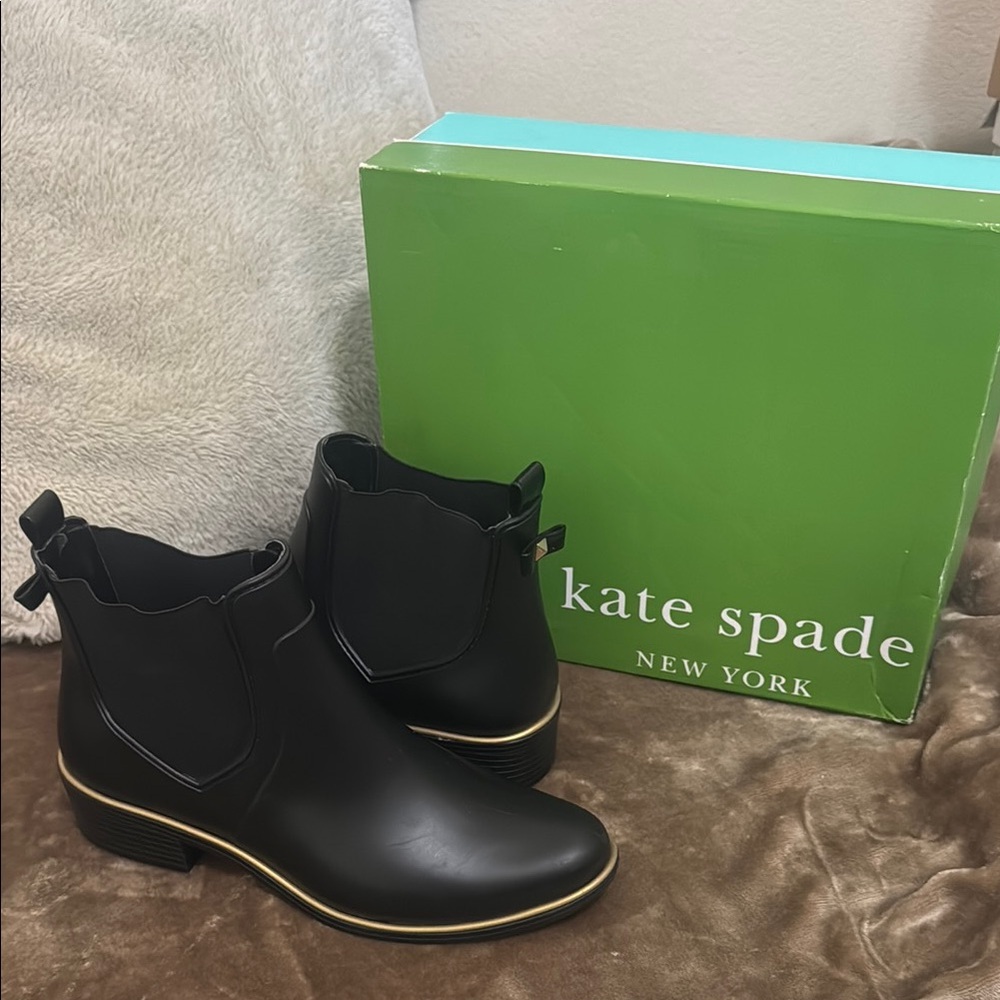 Kate Spade Black Boots with Gold Accent